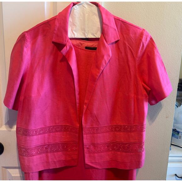 Positive Attitude Coral Pink 2 Piece Sleeveless Dress Short Sleeve Jacket 16P - Picture 2 of 11